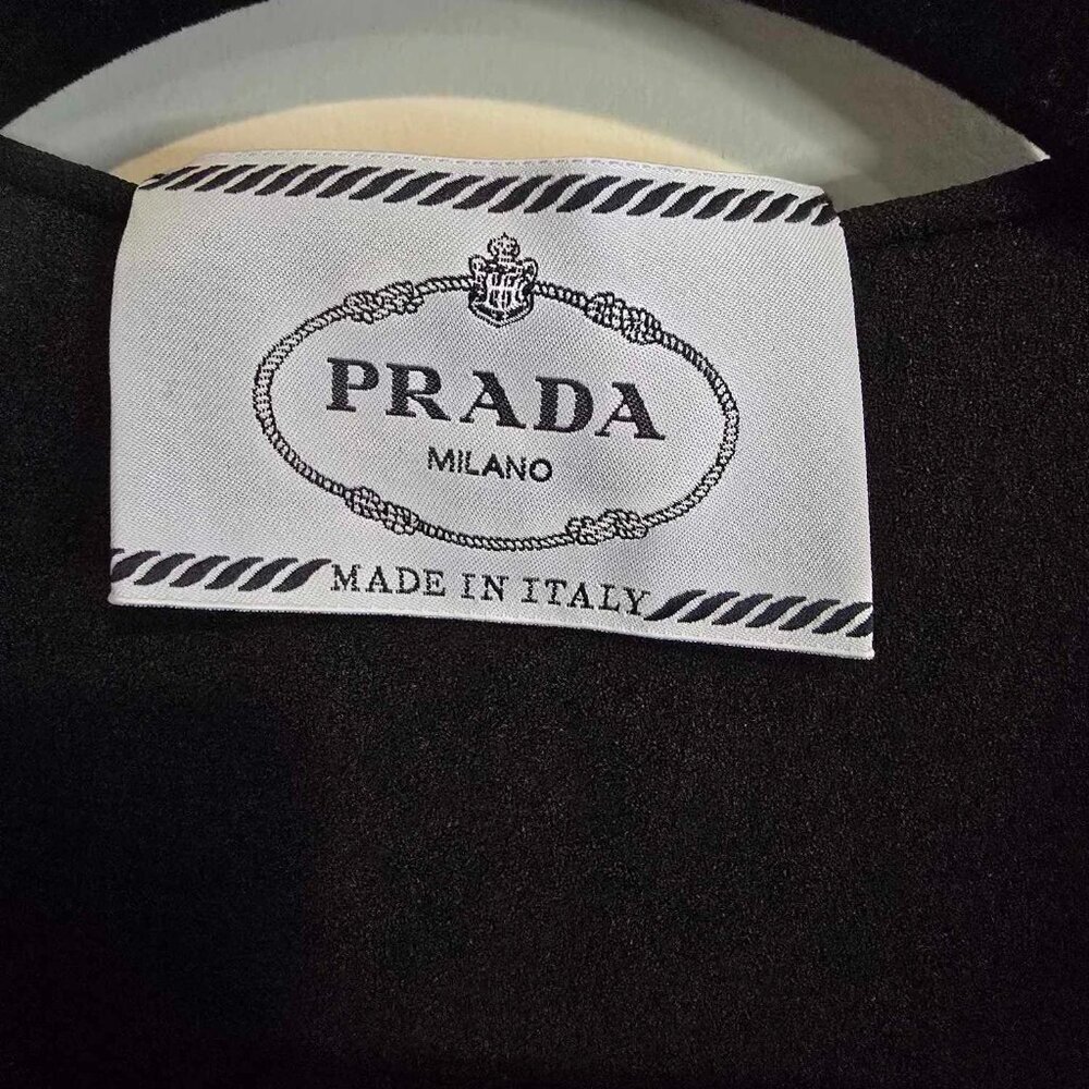 Vintage Prada Dress - Acetate Viscose - Ruffle Neckline Little Black Dress - Picture 8 of 14